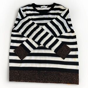 rag & bone Women’s Knitted Merino Wool Sweater Glitter Sweater Black/white small